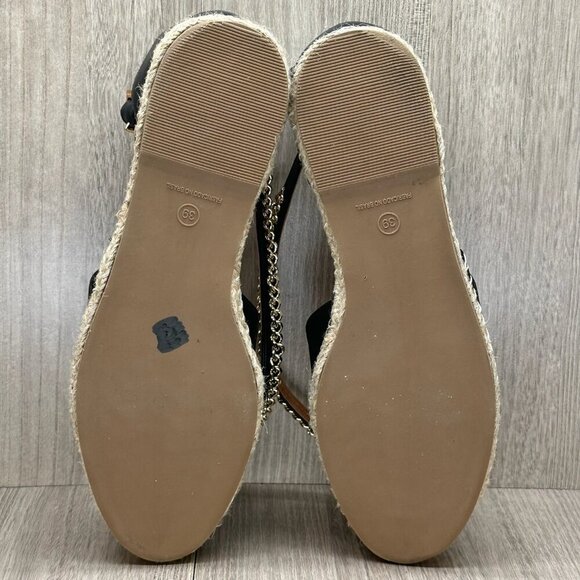 Carmin Sandals Womens Sz 39 Close Toe Gladiator Espadrille Flats Leather Black - Picture 10 of 11